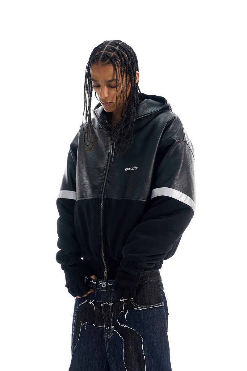 Reflective Leather Panel Jacket