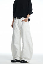 White Deconstructed Blade Jeans