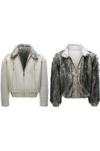 Washed Canvas Faux Wolf Fur Puffer