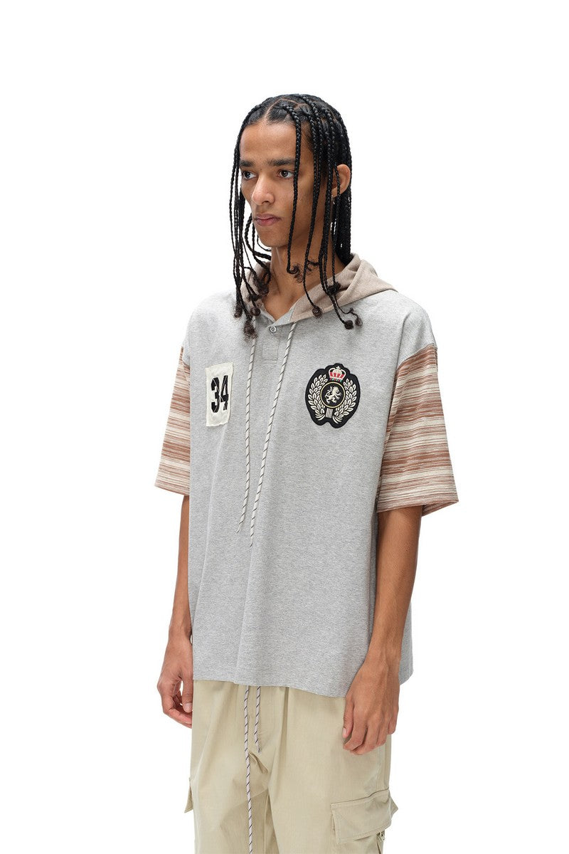 Hooded Striped Sports Tee