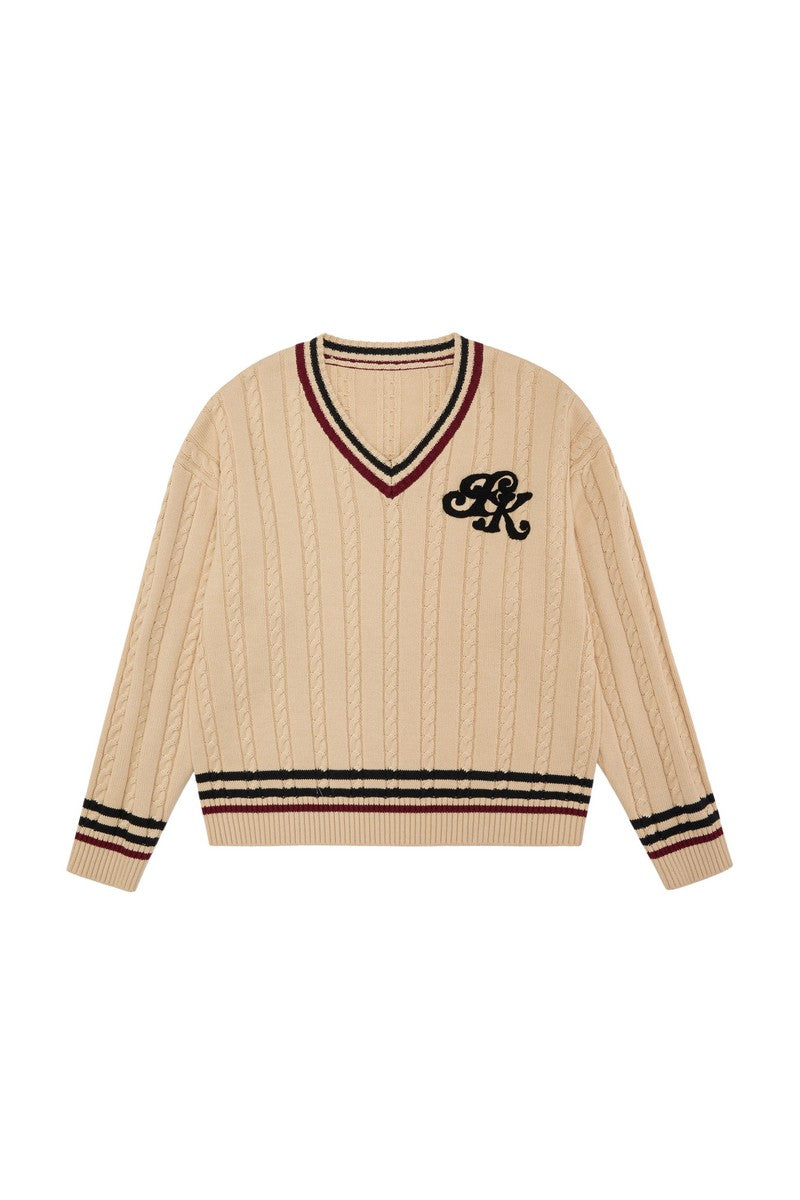 Script Logo Varsity V-Neck Sweater