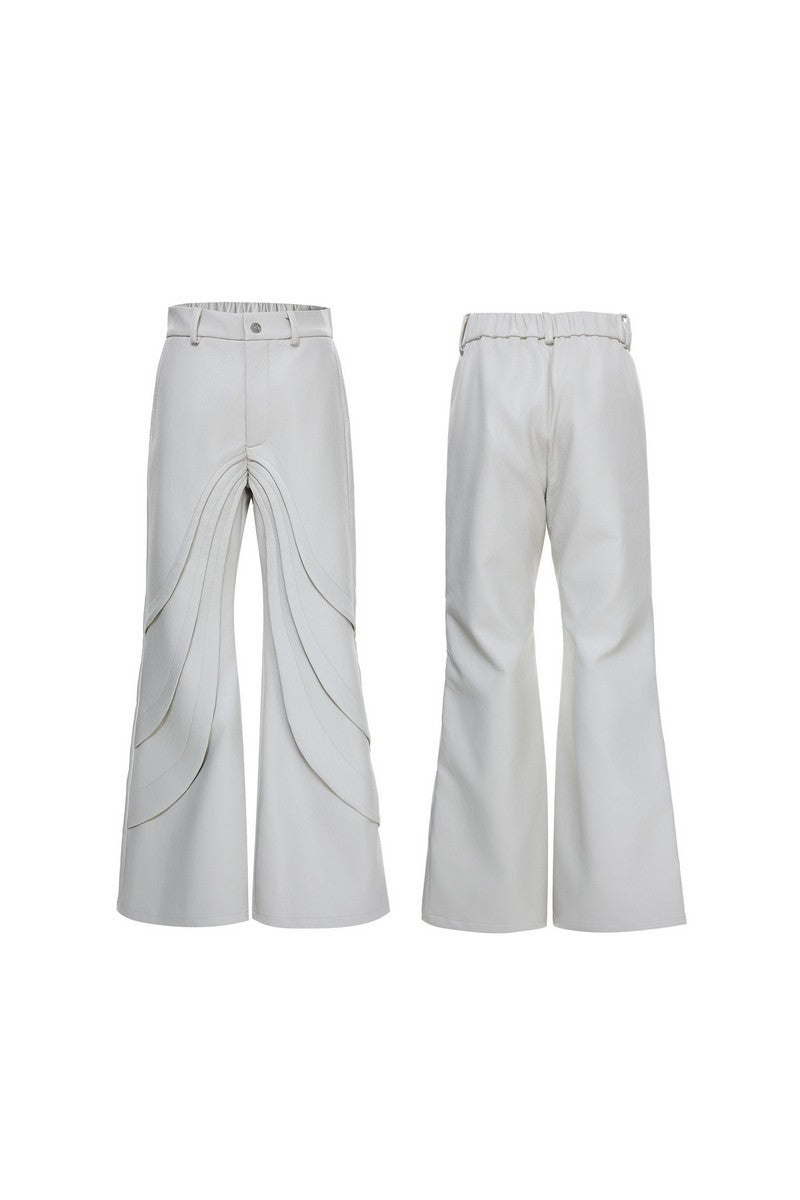 Cracked Flared Leather Pants