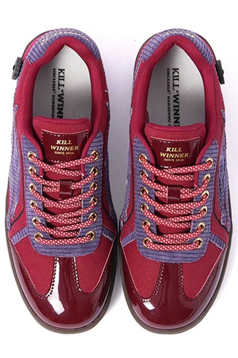 Coral Red Retro Trainer Sneakers
