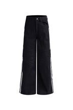Striped Raw Denim Wide Leg Jeans