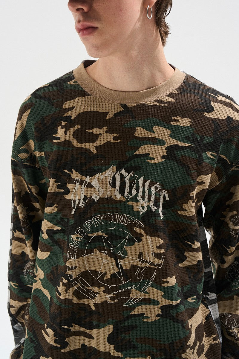Yin Yang Camo Print Long Sleeve Tee