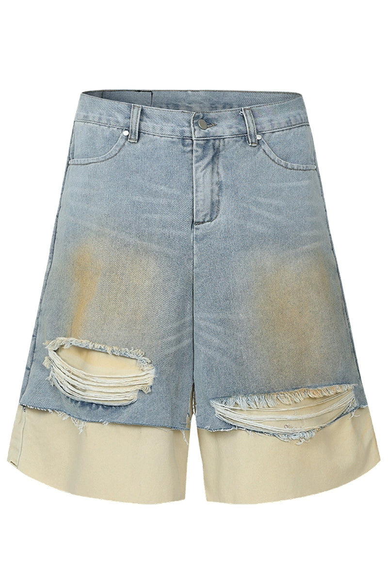 Frayed Light Wash Jorts