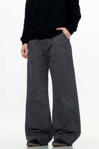 Washed Straight-Leg Cargo Pants