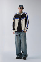 Colorblock Knit Zip Cardigan