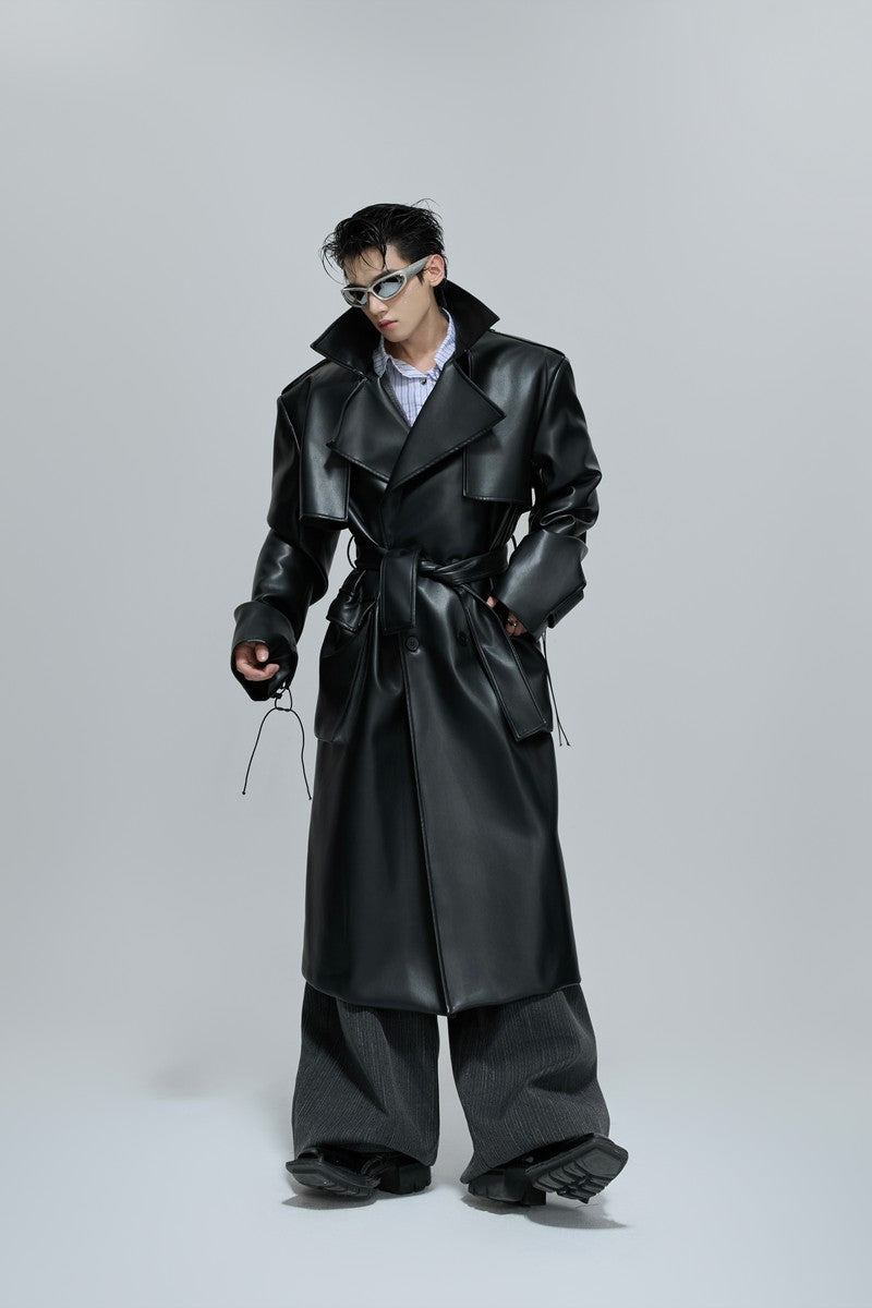 Deconstructed Belted Leather Trench