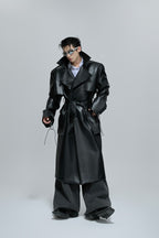 Deconstructed Belted Leather Trench
