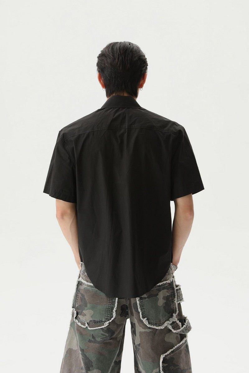 Textured Pleated Short Sleeve Shirt