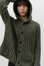 Ribbed Knit Hooded Sweater