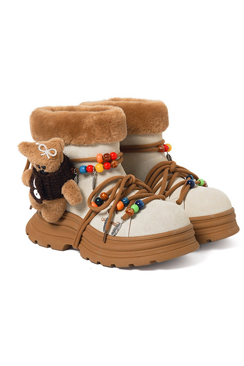 Khaki Chunky Snow Boots