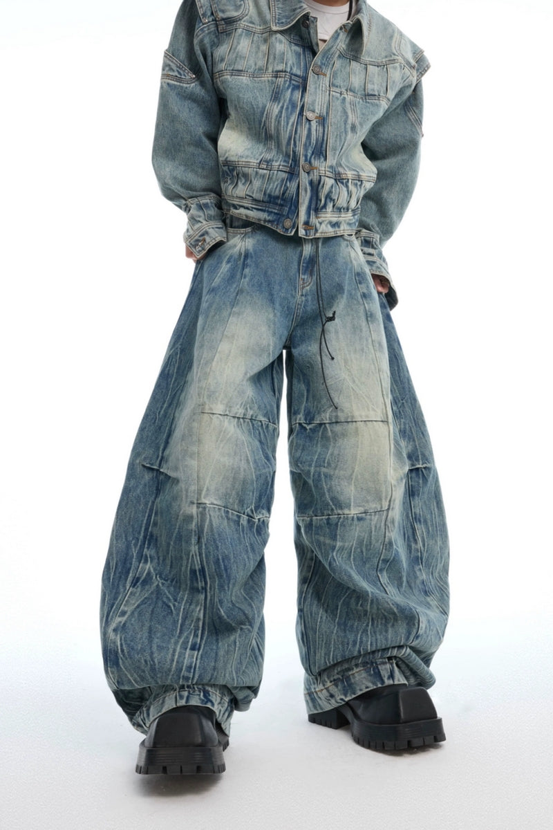 Distressed Wide-Leg Jeans