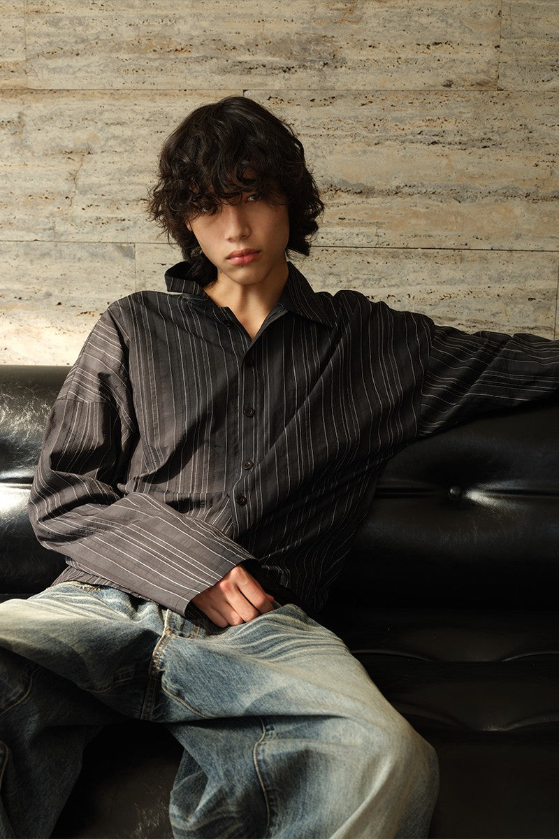 Textured Striped Overshirt