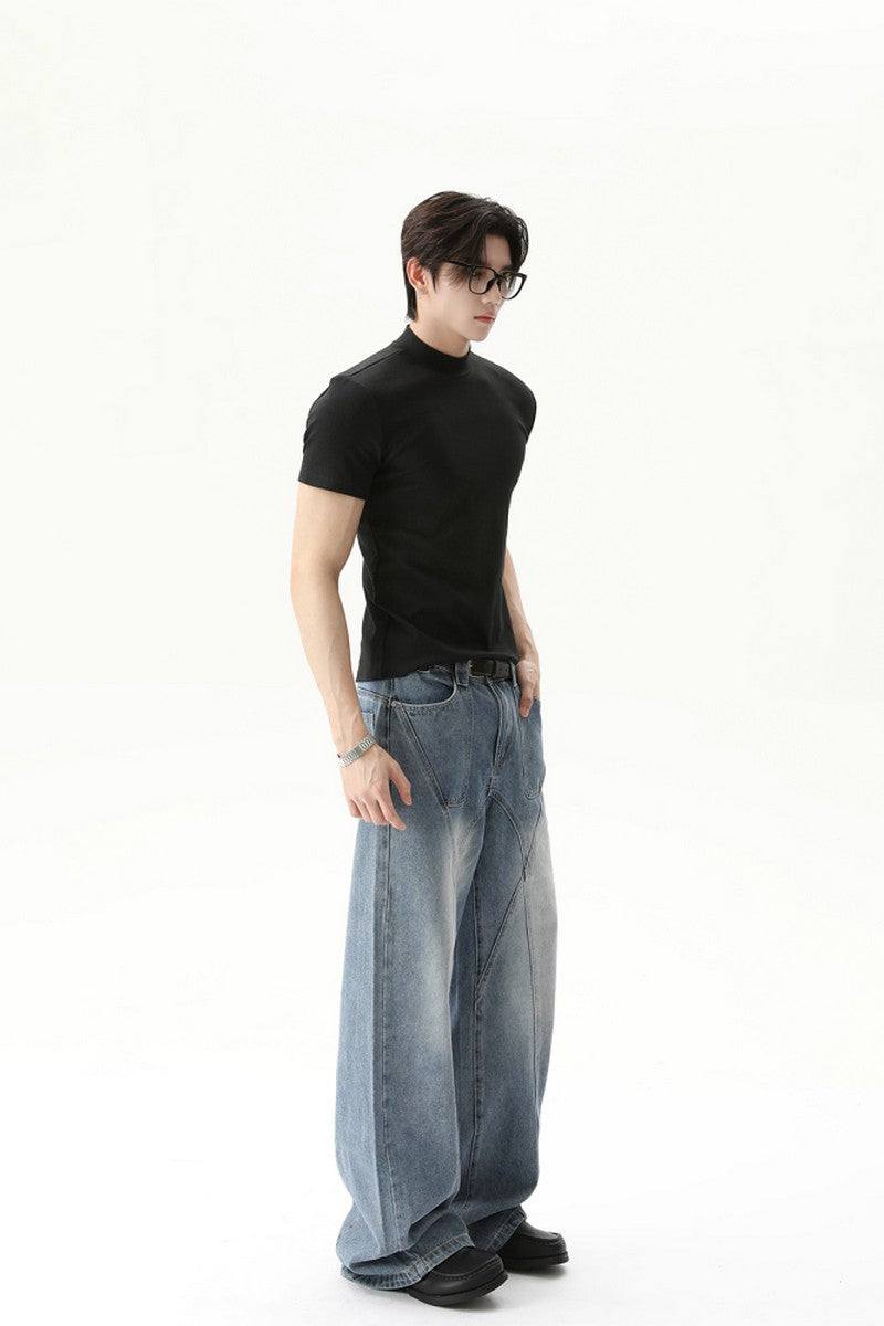 Mock Neck Fitted Short Sleeve Tee