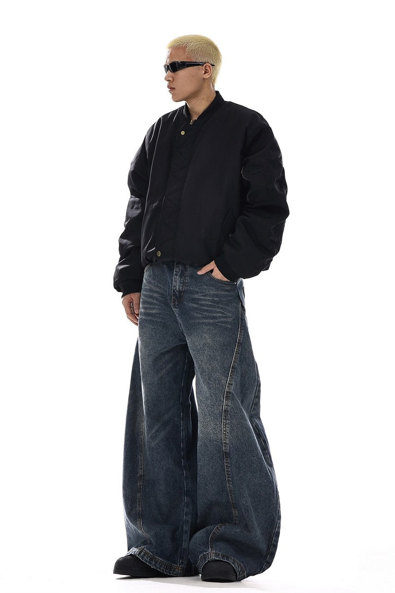 Vintage Washed Blade Wide Jeans
