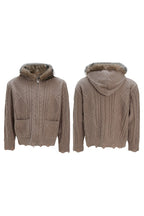 Faux Fur Knit Zip-Up Hoodie