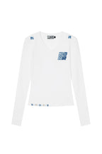 Mini Logo Patchwork V-Neck Tee