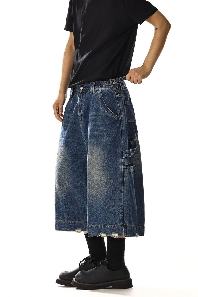 Washed Blue Cargo Shorts