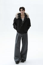 Fur Hooded Short Parka Jacket