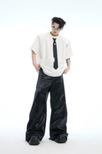 Tie Detail Padded Shoulder T-Shirt
