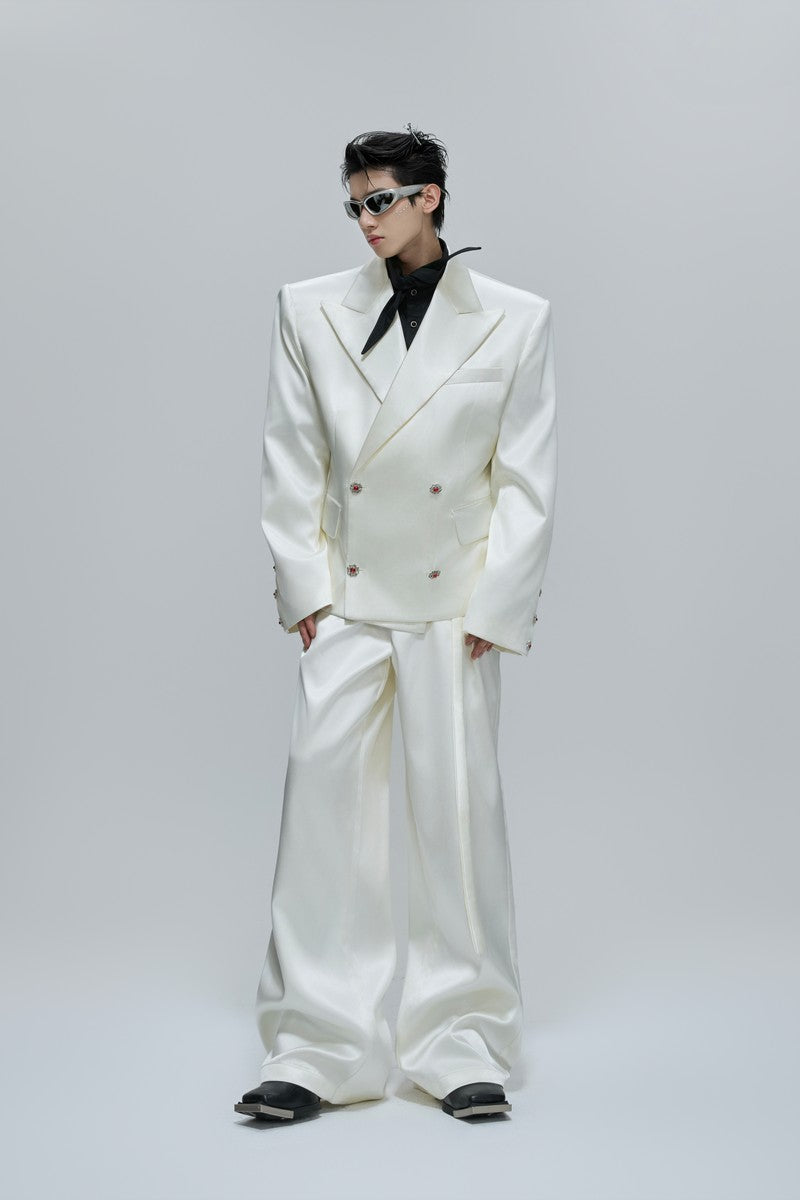 Glossy Cinched Waist Trousers