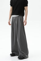 Asymmetrical Waist Pleated Trousers