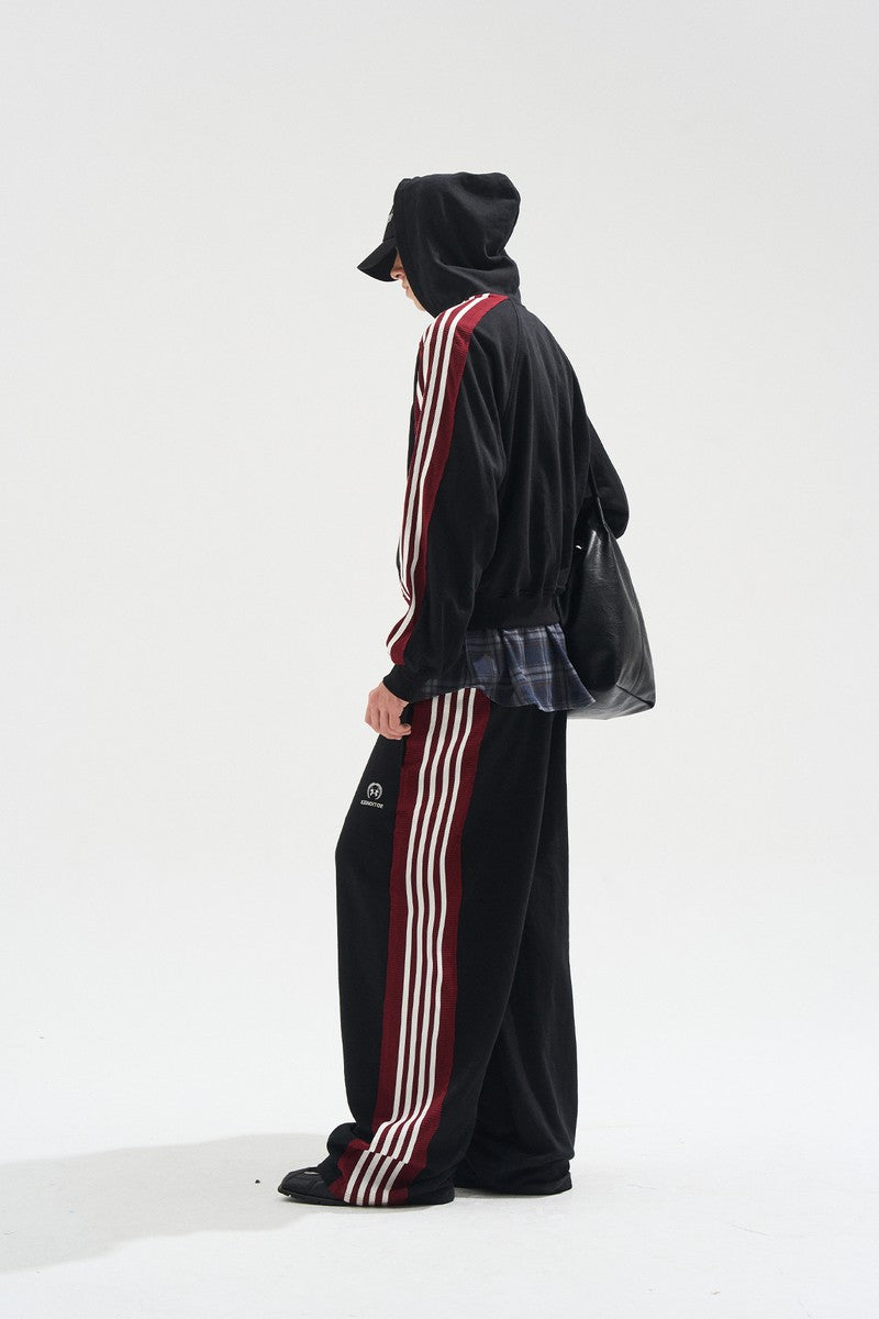 Frayed Stripe Hoodie Track Jacket