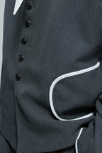 Colorblock Gem Button Tweed Jacket