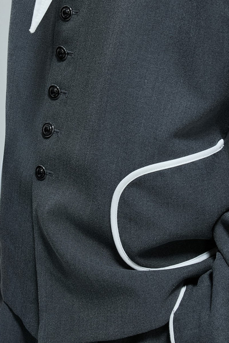 Colorblock Gem Button Tweed Jacket