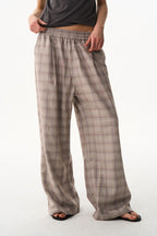 Leather Panel Straight Pants