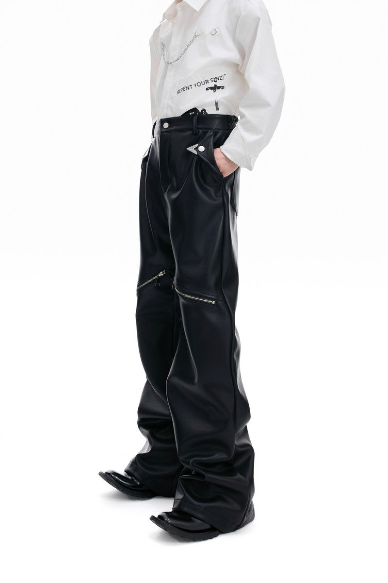 Matte Leather Zip Pants