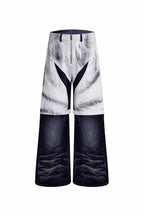 Painted Distressed Leather Patch Jeans