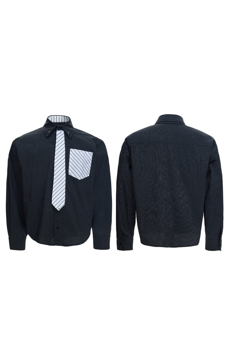 Layered Stripe Tie Shirt