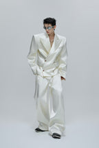 Glossy Cinched Waist Blazer