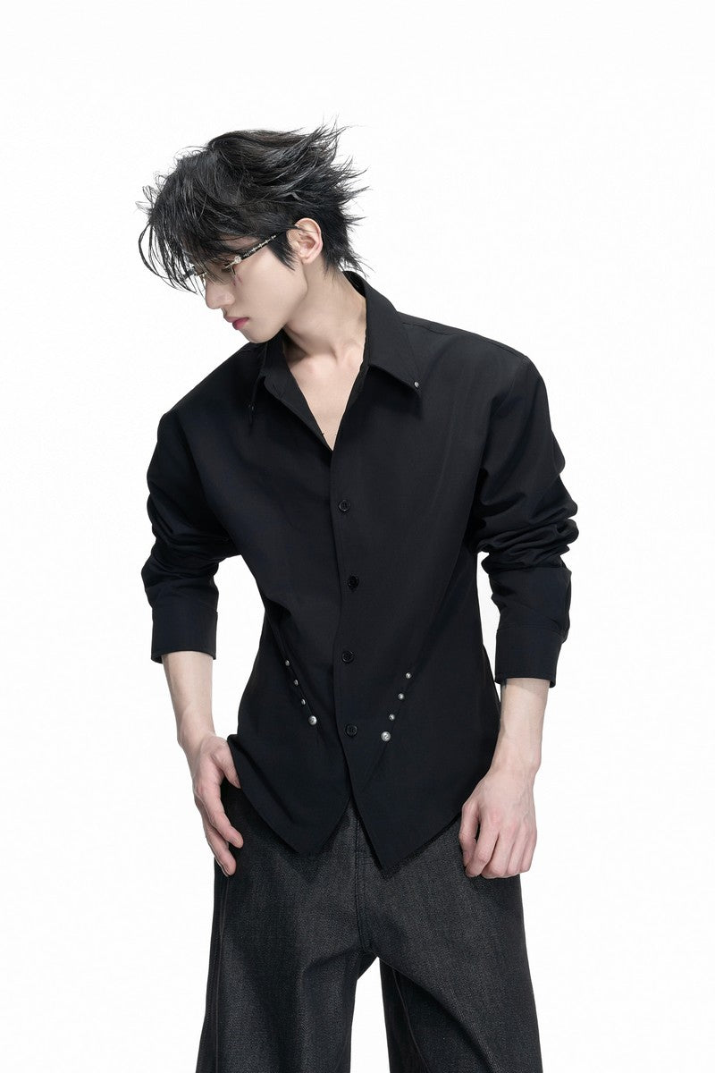 Studded Waist Pleated Shirt