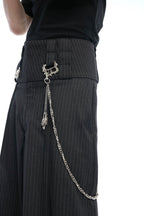 Striped Metal Accent Straight-Leg Trousers
