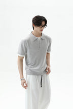 Layered Look Polo Knit Tee