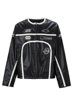 Embroidered Vintage Stripe Biker Jacket