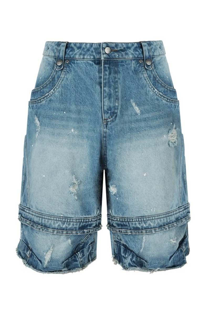 Paint Splatter Denim Shorts