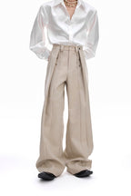 Pleated Straight Leg Trousers