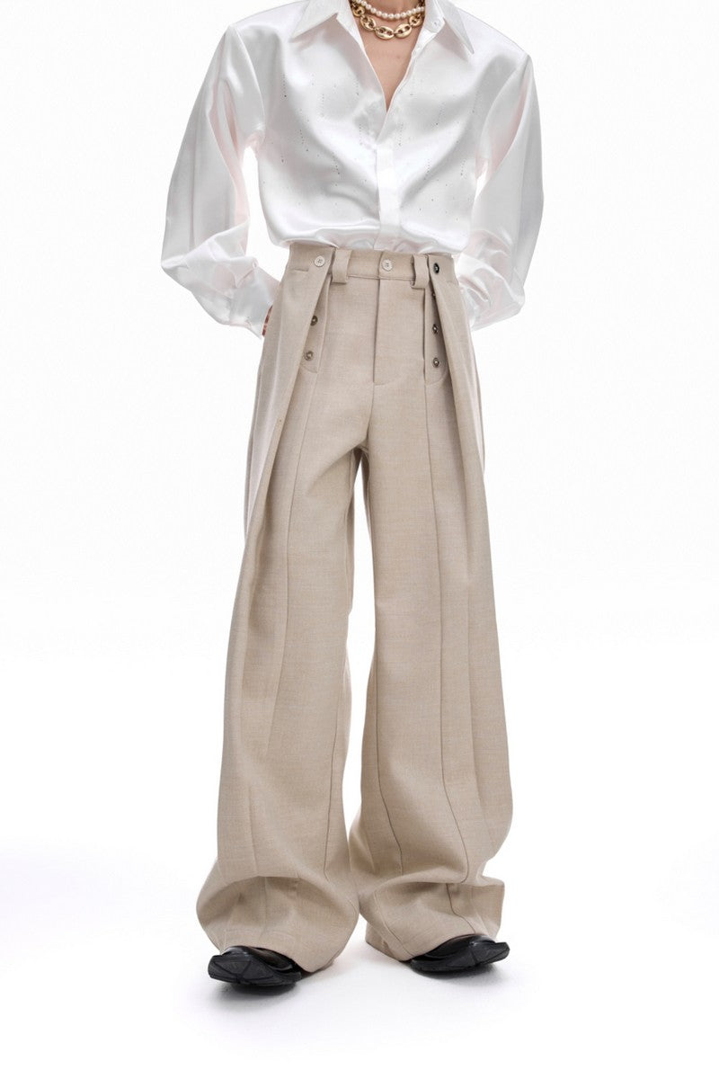 Pleated Straight Leg Trousers