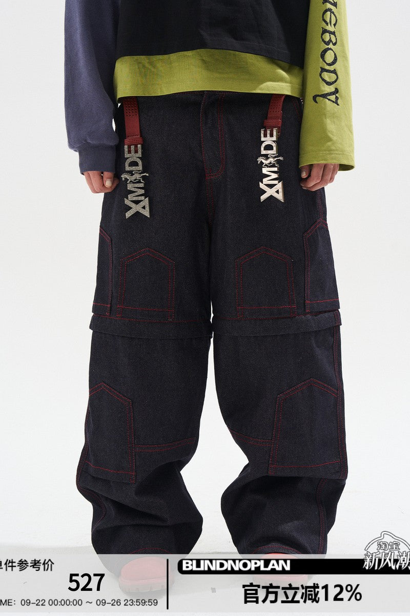 Raw Denim Detachable Cargo Pants