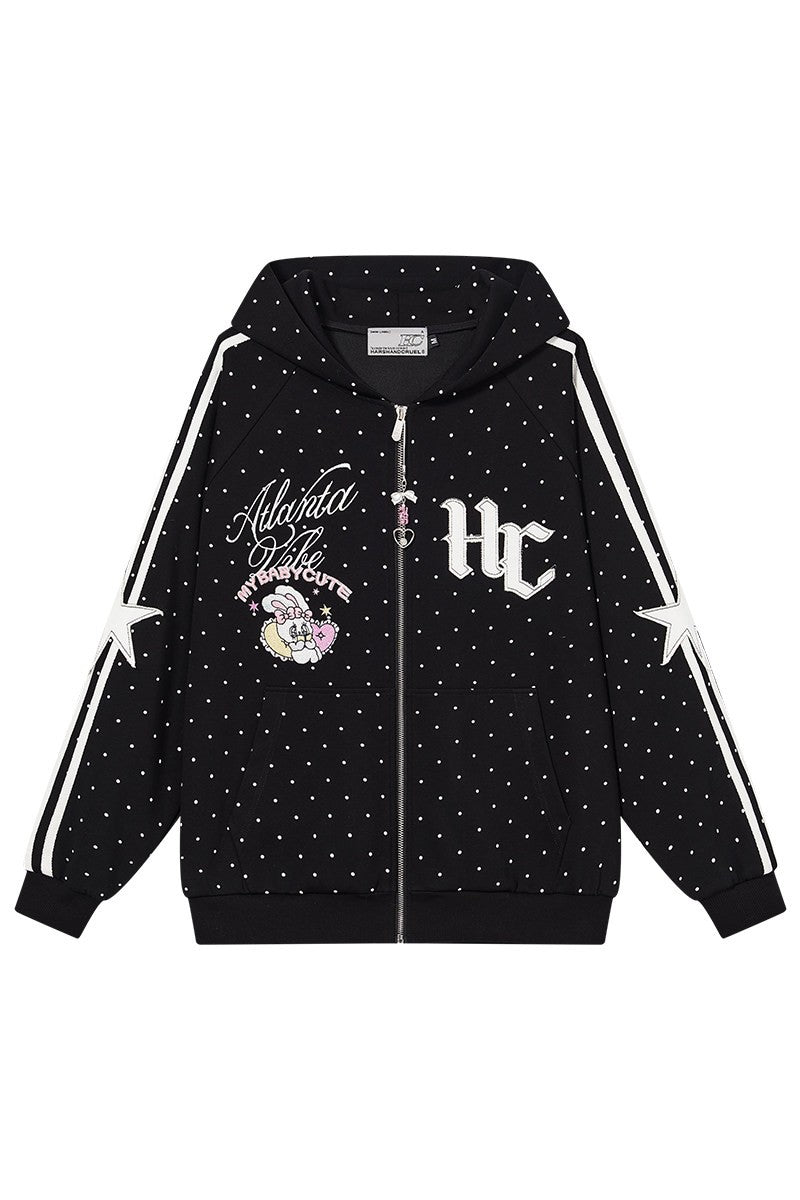 Polka Dot Zip Up Hoodie