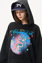 Distressed Teddy Puff Hoodie