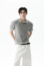 Cable Knit Polo Short Sleeve Tee