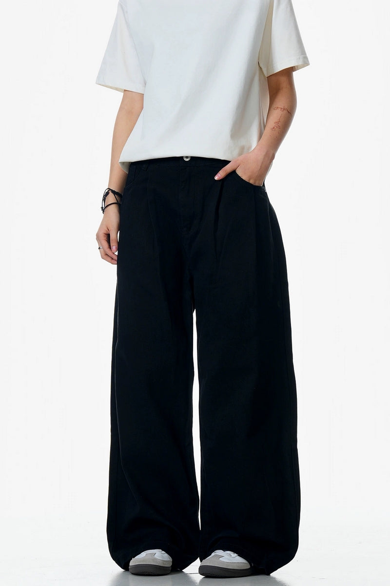 Khaki Wide-Leg Vintage Trousers