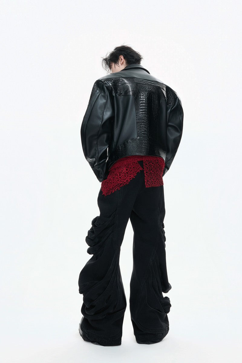 Crocodile Pattern Moto Jacket