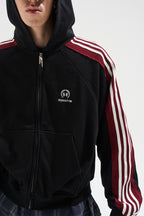 Frayed Stripe Hoodie Track Jacket